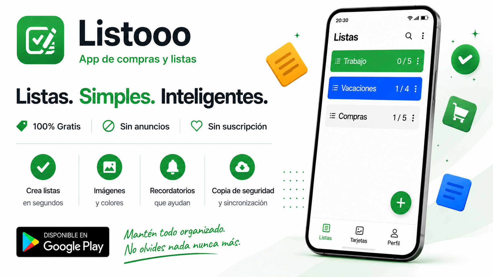 Vista previa de la app Listooo